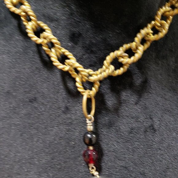 Womens Gold Tone Printed Coin Heavy Bronze Collar Pendant Necklace - Picture 4 of 6